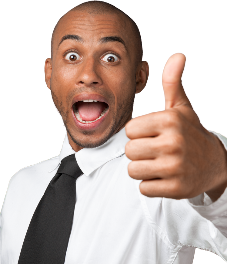 Ecstatic Young Man Giving a Thumbs up